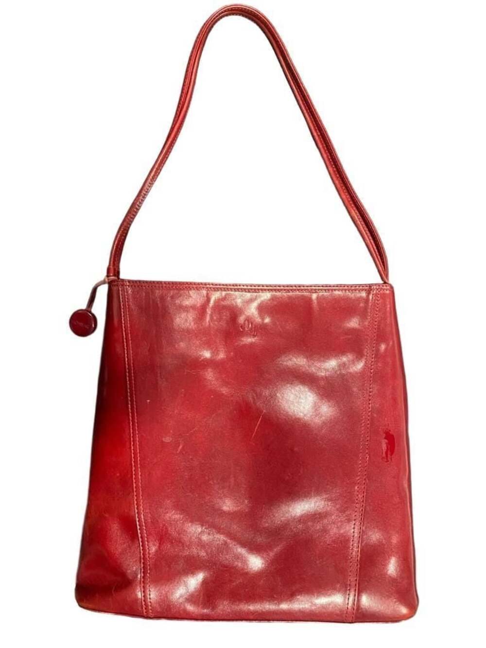 MONSAC Red Leather Tote Shoulder Bag Purse